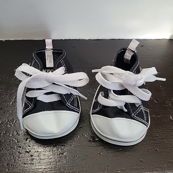 Build A Bear Black Converse Style High Top Chuck Taylor Tennis Shoes BAB Logo - Picture 1 of 5